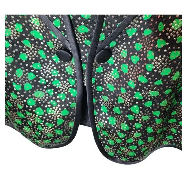 Pierre Balmain Vintage Black Green Patterned Jacket - Size 10 - Picture 4 of 10